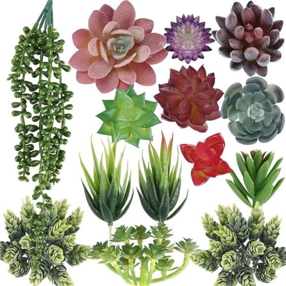 14pcs Artificial Succulents Unpotted Realistic Textured Succulent Plants Fake - Picture 1 of 7